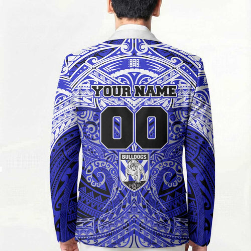 Personalized Canterbury-Bankstown Bulldogs Blazer Polynesian Tribal Pattern Style