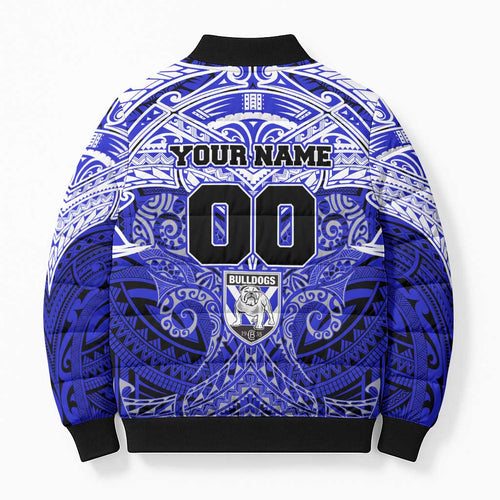 Personalized Canterbury-Bankstown Bulldogs Bomber Puffer Jacket Polynesian Tribal Pattern Style