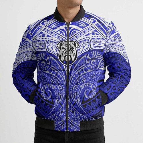 Personalized Canterbury-Bankstown Bulldogs Bomber Puffer Jacket Polynesian Tribal Pattern Style