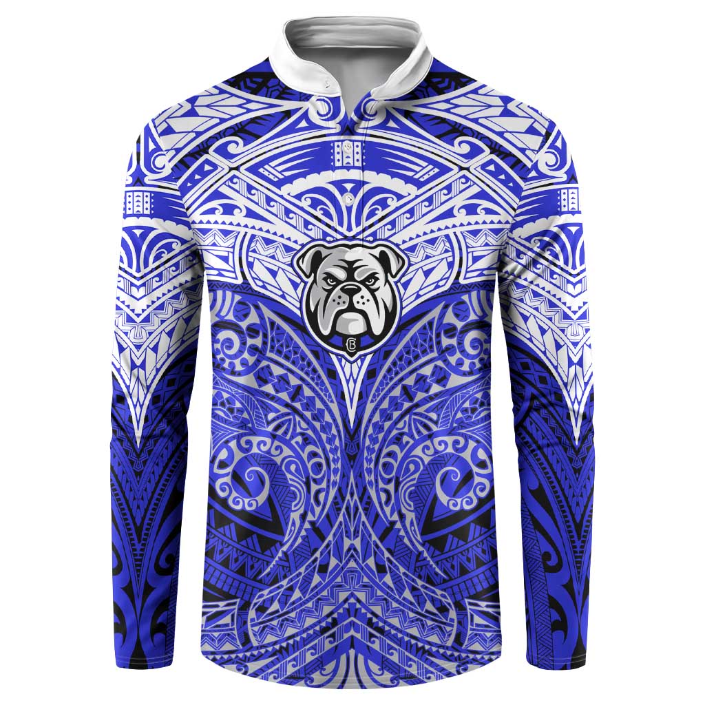 Personalized Canterbury-Bankstown Bulldogs Button Sweatshirt Polynesian Tribal Pattern Style