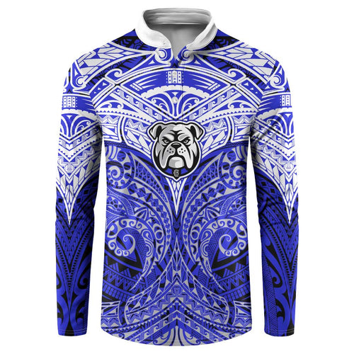 Personalized Canterbury-Bankstown Bulldogs Button Sweatshirt Polynesian Tribal Pattern Style