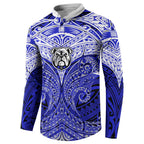 Personalized Canterbury-Bankstown Bulldogs Button Sweatshirt Polynesian Tribal Pattern Style