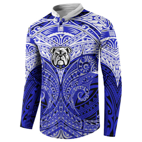Personalized Canterbury-Bankstown Bulldogs Button Sweatshirt Polynesian Tribal Pattern Style