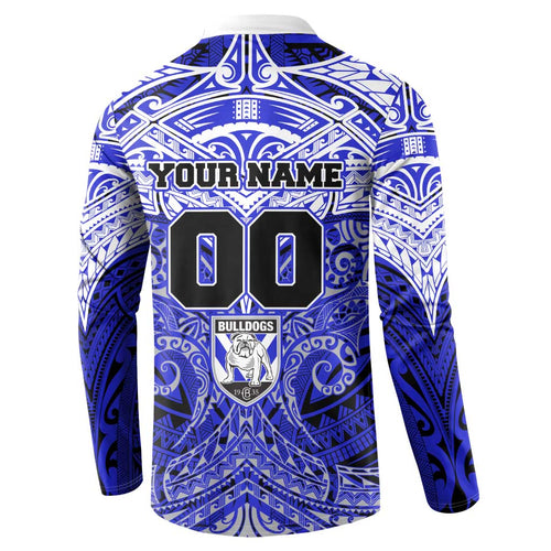 Personalized Canterbury-Bankstown Bulldogs Button Sweatshirt Polynesian Tribal Pattern Style