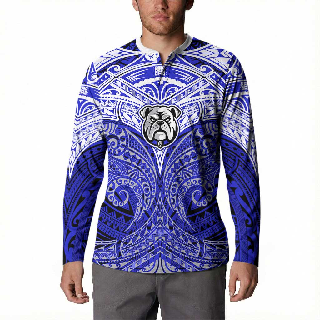 Personalized Canterbury-Bankstown Bulldogs Button Sweatshirt Polynesian Tribal Pattern Style