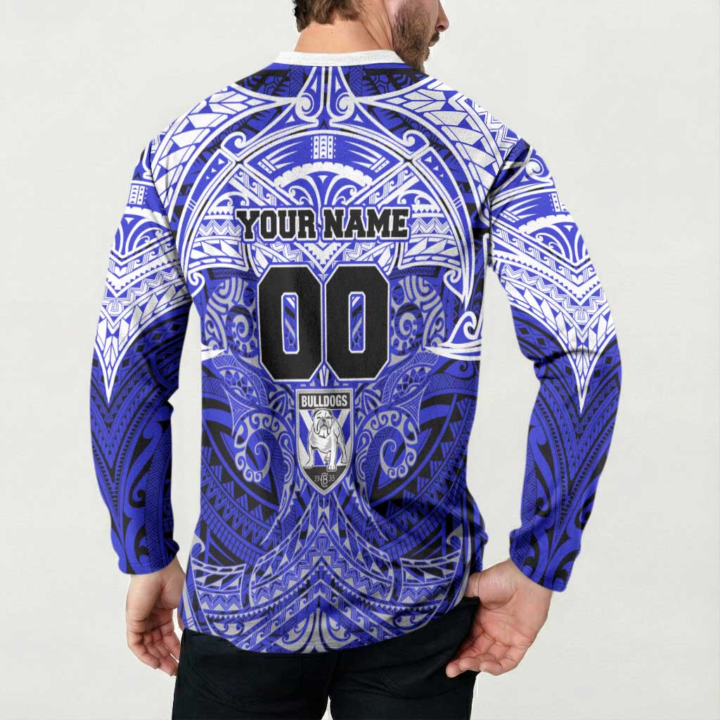 Personalized Canterbury-Bankstown Bulldogs Button Sweatshirt Polynesian Tribal Pattern Style