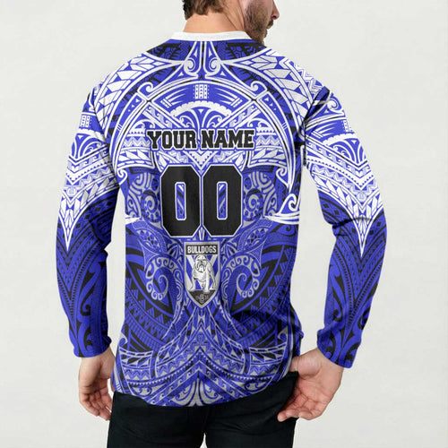 Personalized Canterbury-Bankstown Bulldogs Button Sweatshirt Polynesian Tribal Pattern Style
