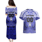Personalized Canterbury-Bankstown Bulldogs Couples Matching Puletasi and Hawaiian Shirt Polynesian Tribal Pattern Style