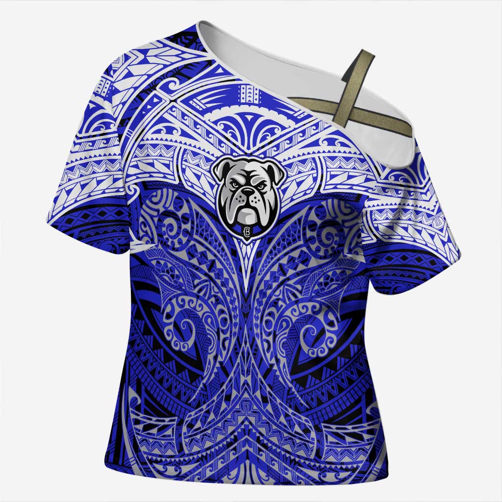 Personalized Canterbury-Bankstown Bulldogs Cross Shoulder Shirt Polynesian Tribal Pattern Style