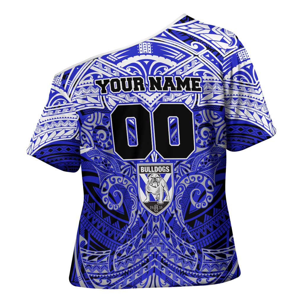 Personalized Canterbury-Bankstown Bulldogs Cross Shoulder Shirt Polynesian Tribal Pattern Style