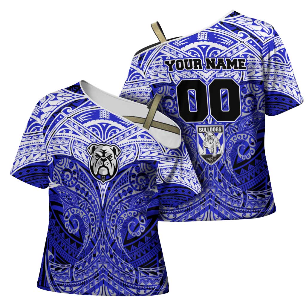 Personalized Canterbury-Bankstown Bulldogs Cross Shoulder Shirt Polynesian Tribal Pattern Style