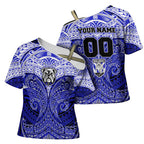 Personalized Canterbury-Bankstown Bulldogs Cross Shoulder Shirt Polynesian Tribal Pattern Style