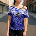 Personalized Canterbury-Bankstown Bulldogs Cross Shoulder Shirt Polynesian Tribal Pattern Style
