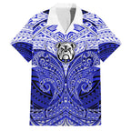 Personalized Canterbury-Bankstown Bulldogs Family Matching Long Sleeve Bodycon Dress and Hawaiian Shirt Polynesian Tribal Pattern Style