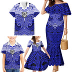 Personalized Canterbury-Bankstown Bulldogs Family Matching Mermaid Dress and Hawaiian Shirt Polynesian Tribal Pattern Style