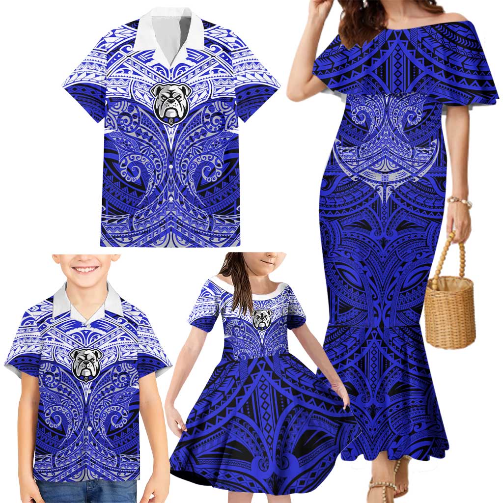 Personalized Canterbury-Bankstown Bulldogs Family Matching Mermaid Dress and Hawaiian Shirt Polynesian Tribal Pattern Style