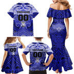 Personalized Canterbury-Bankstown Bulldogs Family Matching Mermaid Dress and Hawaiian Shirt Polynesian Tribal Pattern Style