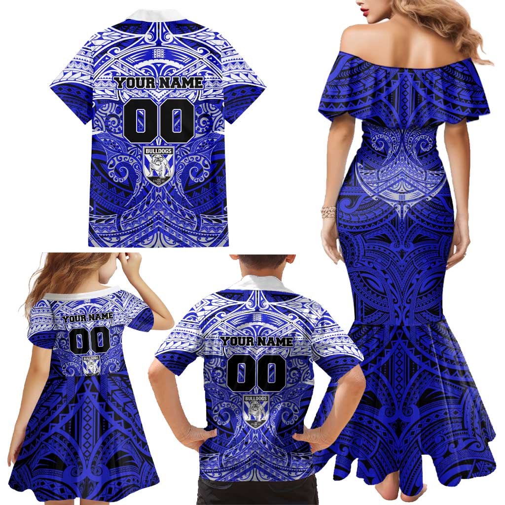 Personalized Canterbury-Bankstown Bulldogs Family Matching Mermaid Dress and Hawaiian Shirt Polynesian Tribal Pattern Style