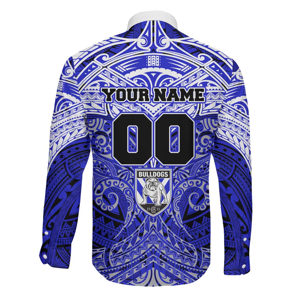 Personalized Canterbury-Bankstown Bulldogs Family Matching Off The Shoulder Long Sleeve Dress and Hawaiian Shirt Polynesian Tribal Pattern Style