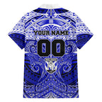Personalized Canterbury-Bankstown Bulldogs Family Matching Off Shoulder Maxi Dress and Hawaiian Shirt Polynesian Tribal Pattern Style