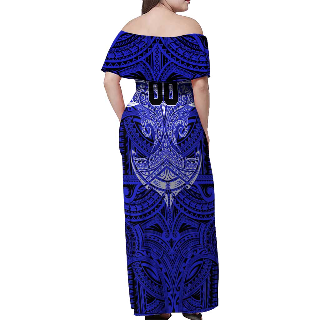 Personalized Canterbury-Bankstown Bulldogs Family Matching Off Shoulder Maxi Dress and Hawaiian Shirt Polynesian Tribal Pattern Style