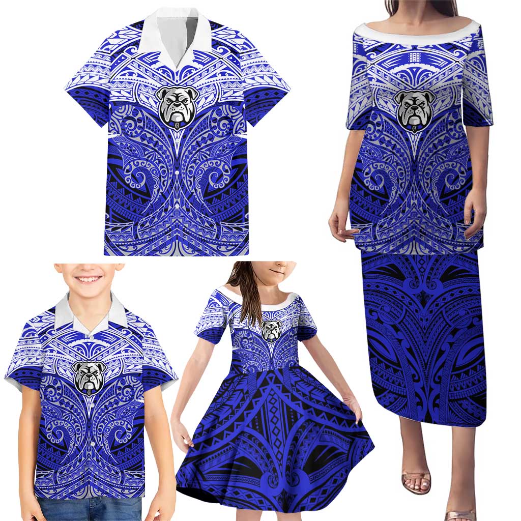 Personalized Canterbury-Bankstown Bulldogs Family Matching Puletasi and Hawaiian Shirt Polynesian Tribal Pattern Style