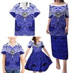 Personalized Canterbury-Bankstown Bulldogs Family Matching Puletasi and Hawaiian Shirt Polynesian Tribal Pattern Style