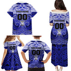 Personalized Canterbury-Bankstown Bulldogs Family Matching Puletasi and Hawaiian Shirt Polynesian Tribal Pattern Style