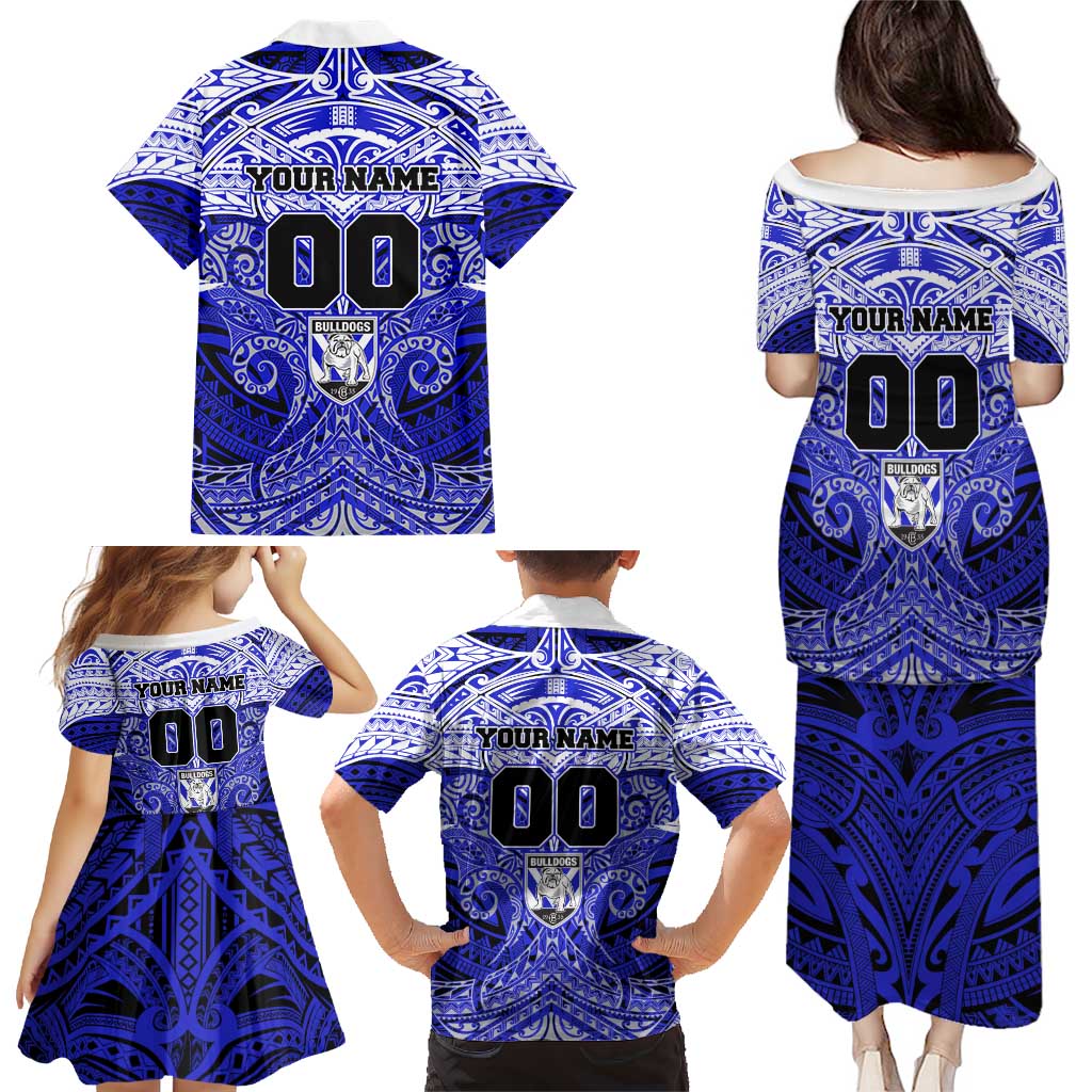 Personalized Canterbury-Bankstown Bulldogs Family Matching Puletasi and Hawaiian Shirt Polynesian Tribal Pattern Style