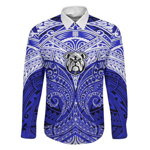 Personalized Canterbury-Bankstown Bulldogs Family Matching Short Sleeve Bodycon Dress and Hawaiian Shirt Polynesian Tribal Pattern Style