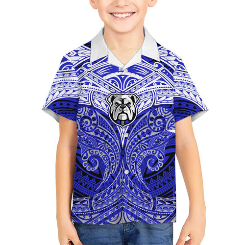 Personalized Canterbury-Bankstown Bulldogs Family Matching Short Sleeve Bodycon Dress and Hawaiian Shirt Polynesian Tribal Pattern Style