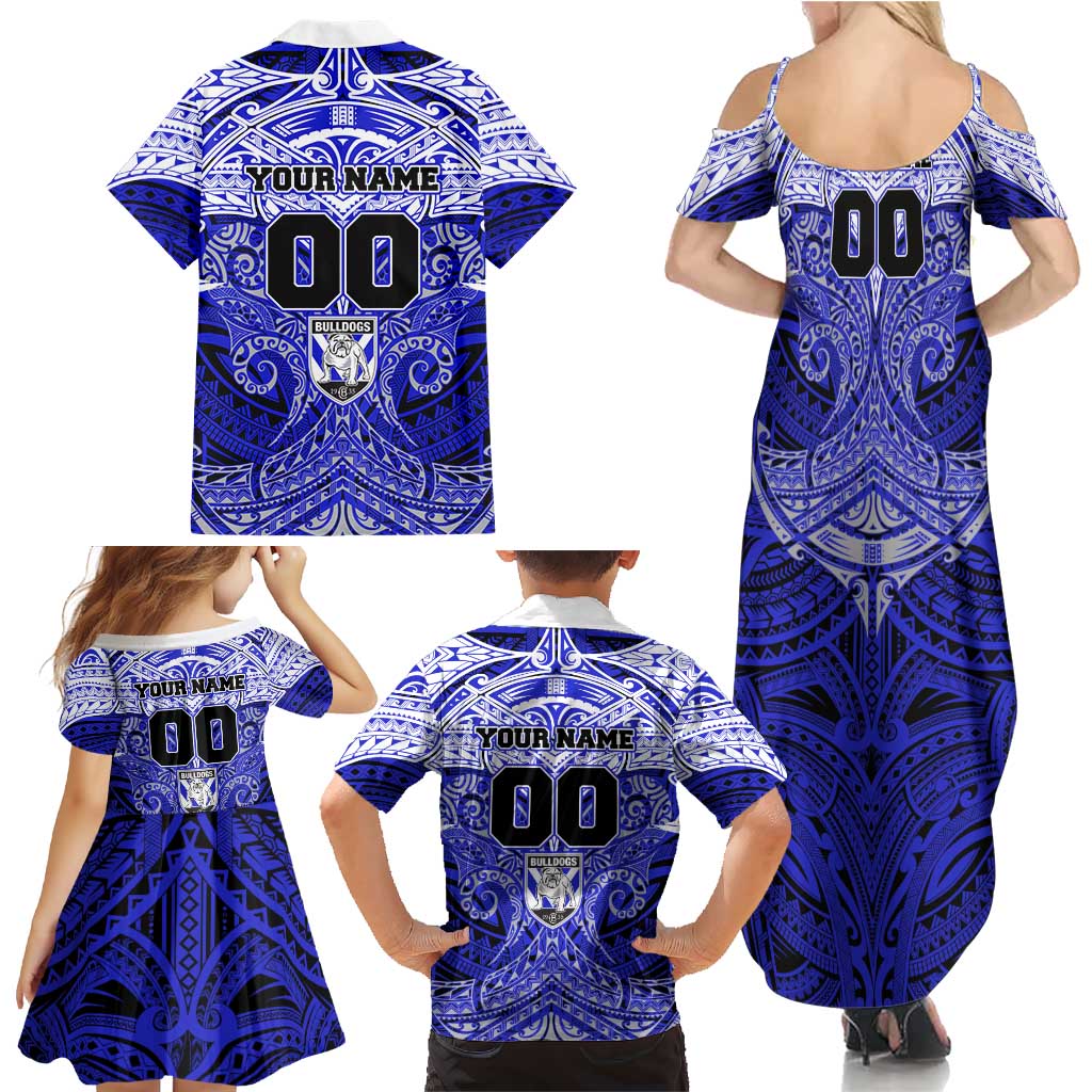 Personalized Canterbury-Bankstown Bulldogs Family Matching Summer Maxi Dress and Hawaiian Shirt Polynesian Tribal Pattern Style