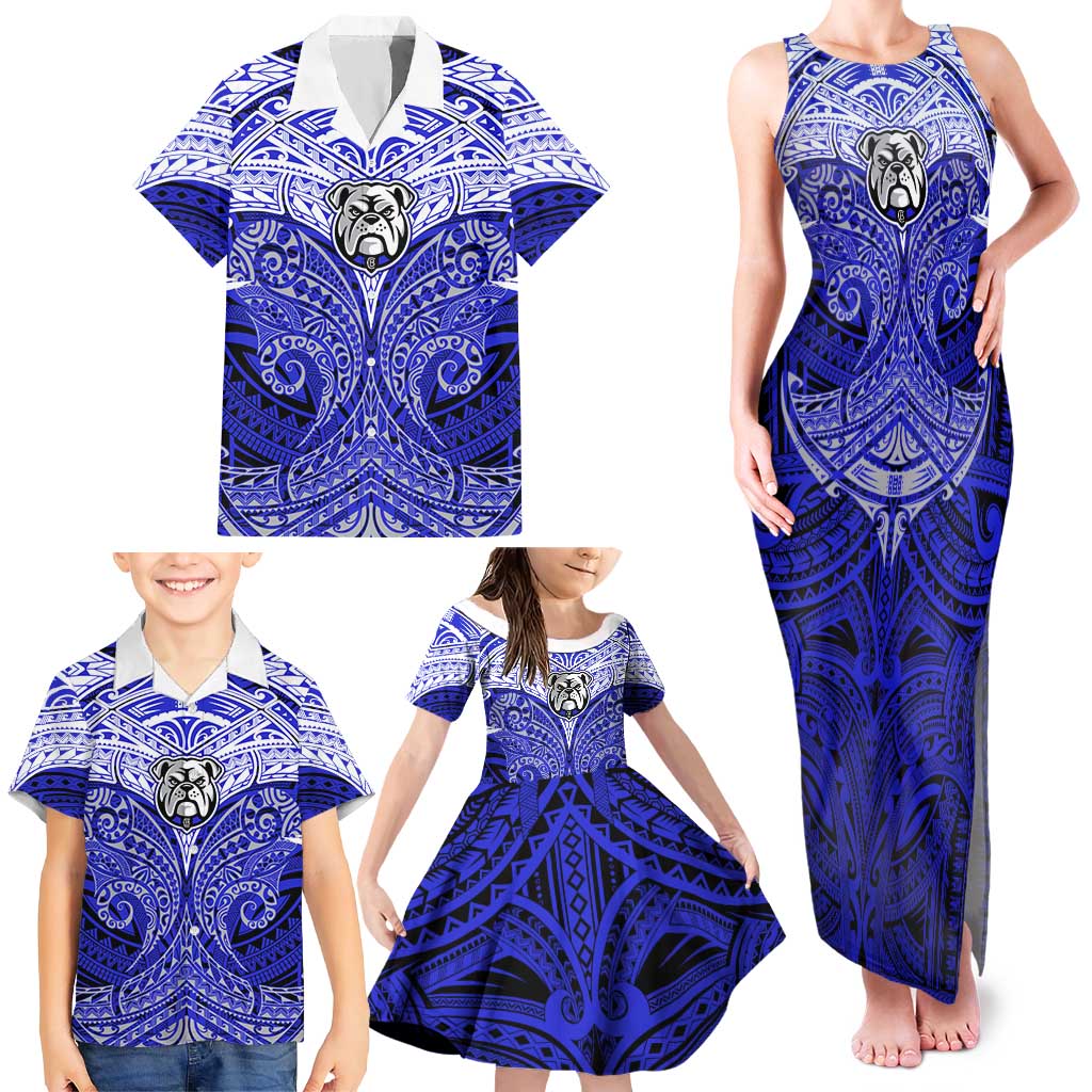 Personalized Canterbury-Bankstown Bulldogs Family Matching Tank Maxi Dress and Hawaiian Shirt Polynesian Tribal Pattern Style