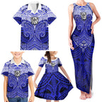 Personalized Canterbury-Bankstown Bulldogs Family Matching Tank Maxi Dress and Hawaiian Shirt Polynesian Tribal Pattern Style