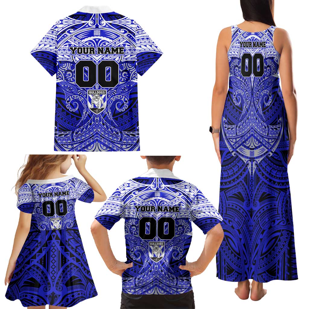 Personalized Canterbury-Bankstown Bulldogs Family Matching Tank Maxi Dress and Hawaiian Shirt Polynesian Tribal Pattern Style