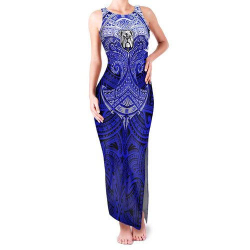 Personalized Canterbury-Bankstown Bulldogs Family Matching Tank Maxi Dress and Hawaiian Shirt Polynesian Tribal Pattern Style