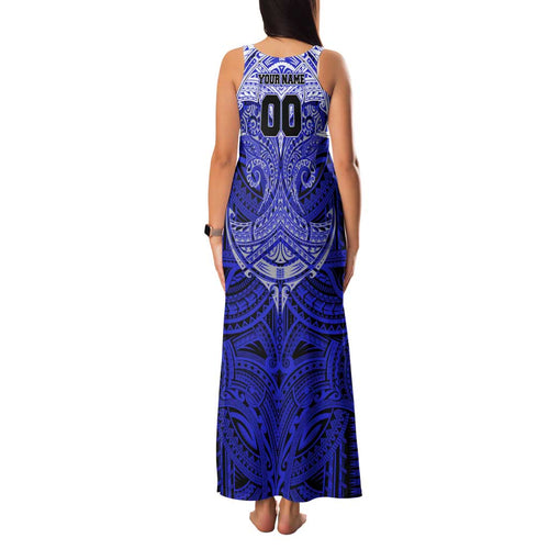 Personalized Canterbury-Bankstown Bulldogs Family Matching Tank Maxi Dress and Hawaiian Shirt Polynesian Tribal Pattern Style