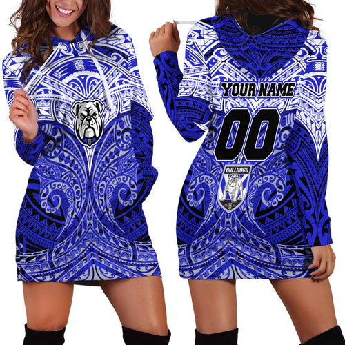 Personalized Canterbury-Bankstown Bulldogs Hoodie Dress Polynesian Tribal Pattern Style