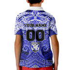 Personalized Canterbury-Bankstown Bulldogs Kid Polo Shirt Polynesian Tribal Pattern Style