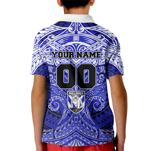 Personalized Canterbury-Bankstown Bulldogs Kid Polo Shirt Polynesian Tribal Pattern Style