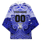 Personalized Canterbury-Bankstown Bulldogs Kimono Polynesian Tribal Pattern Style
