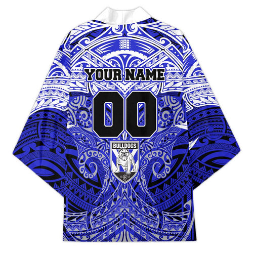 Personalized Canterbury-Bankstown Bulldogs Kimono Polynesian Tribal Pattern Style