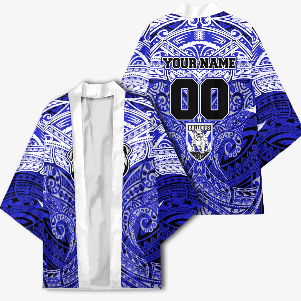 Personalized Canterbury-Bankstown Bulldogs Kimono Polynesian Tribal Pattern Style
