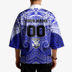Personalized Canterbury-Bankstown Bulldogs Kimono Polynesian Tribal Pattern Style