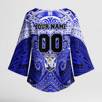 Personalized Canterbury-Bankstown Bulldogs Kimono Sleeve Blouse Polynesian Tribal Pattern Style