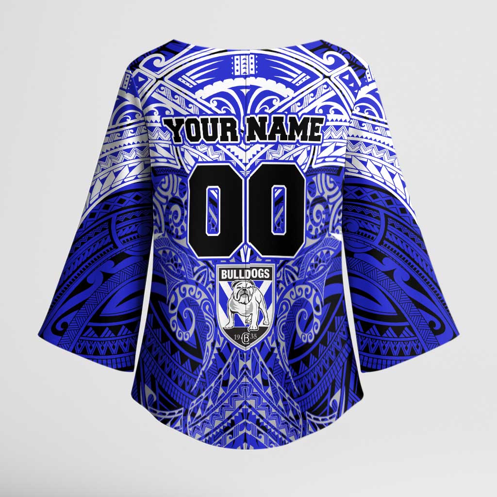 Personalized Canterbury-Bankstown Bulldogs Kimono Sleeve Blouse Polynesian Tribal Pattern Style