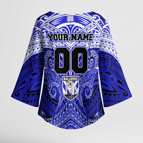 Personalized Canterbury-Bankstown Bulldogs Kimono Sleeve Blouse Polynesian Tribal Pattern Style