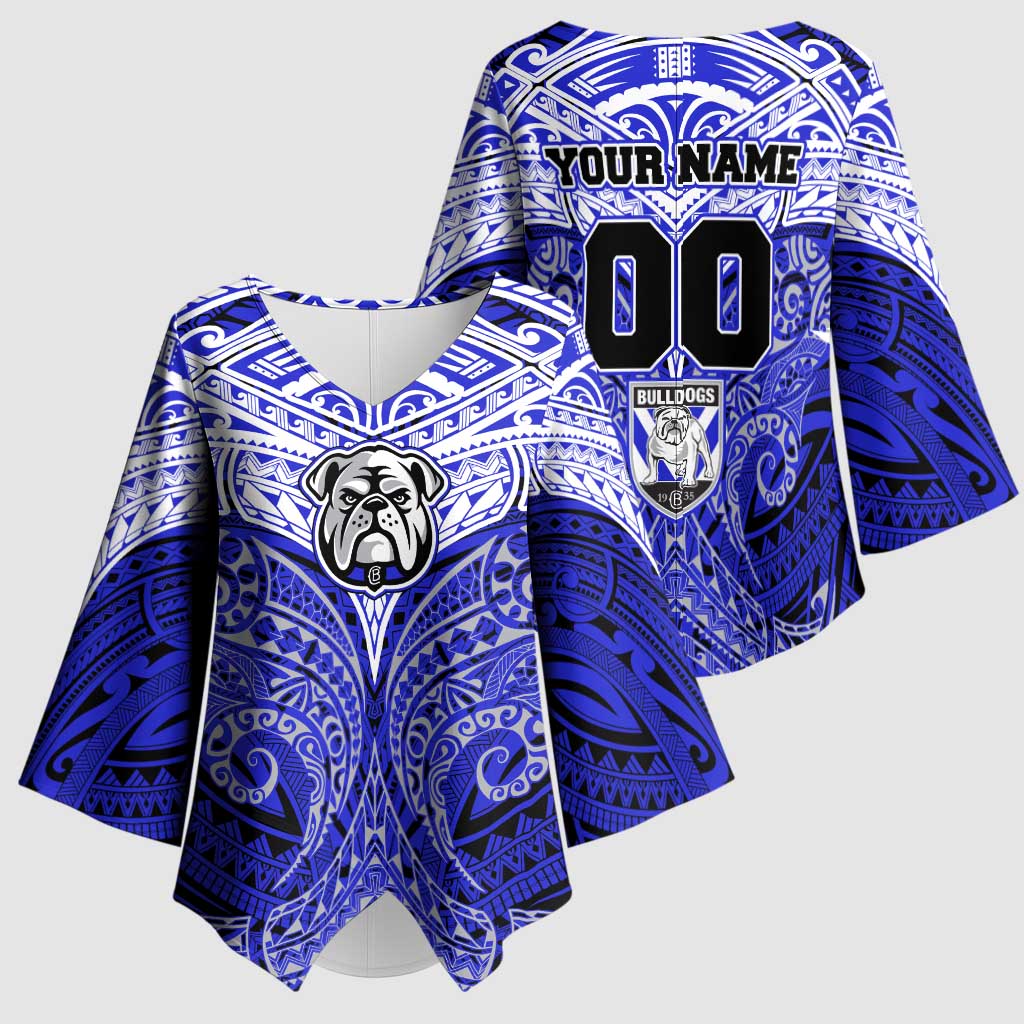 Personalized Canterbury-Bankstown Bulldogs Kimono Sleeve Blouse Polynesian Tribal Pattern Style
