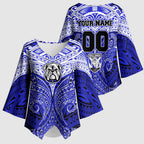 Personalized Canterbury-Bankstown Bulldogs Kimono Sleeve Blouse Polynesian Tribal Pattern Style