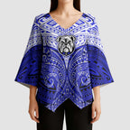 Personalized Canterbury-Bankstown Bulldogs Kimono Sleeve Blouse Polynesian Tribal Pattern Style
